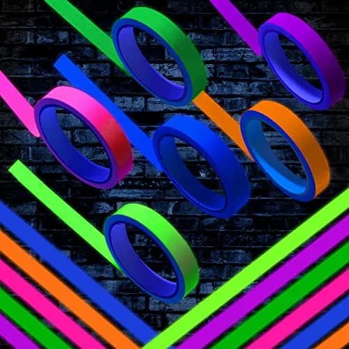 Whaline Neon Gaffer Cloth Tape 0.6 inch | UV Fluorescent Rainbow Colors for UV Party (35 ft) thumbnail 4
