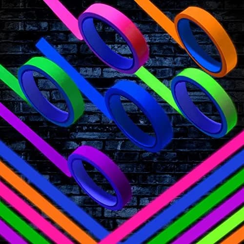 Whaline Neon Gaffer Cloth Tape 6 Colors, 15mm x 18m (0.6 inch x 60 ft) | Glows Under UV Blacklight for Parties thumbnail 4