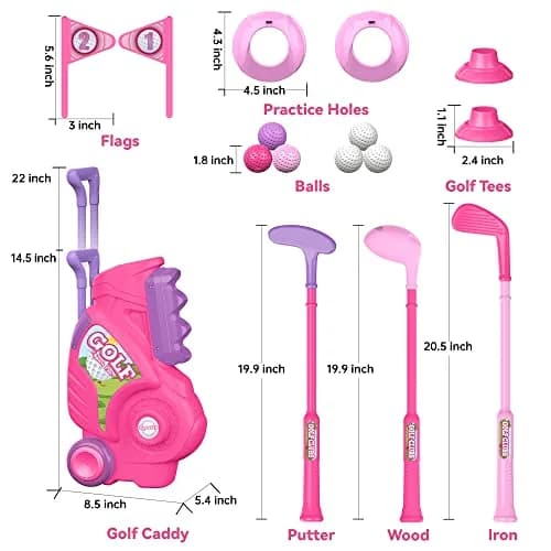 Liberry Toddler Golf Clubs Set Toy Pink | Educational Sports Toy for Kids Aged 1-4 thumbnail 4