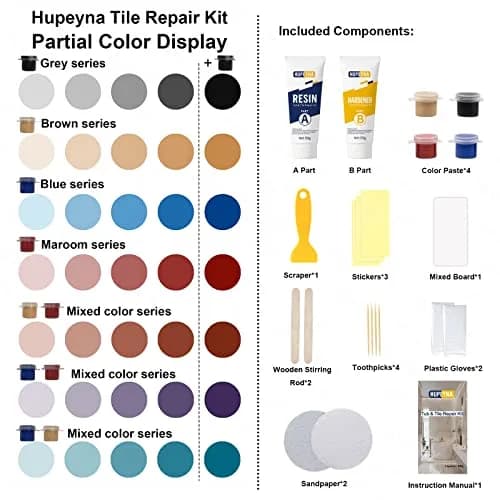 Hupeyna Tub, Tile & Shower Repair Kit (Color Match) | Porcelain & Fiberglass Restoration (100-120c) thumbnail 2