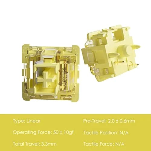 Akko V3 Creamy Yellow Pro Keyboard Switches (45pcs) | Linear 5-Pin 50gf Dustproof Stem thumbnail 2