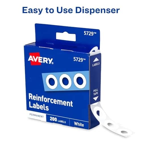 Avery Reinforcement Labels 1/4" Diameter White 1200 Labels | Permanent Adhesive for Binders thumbnail 5