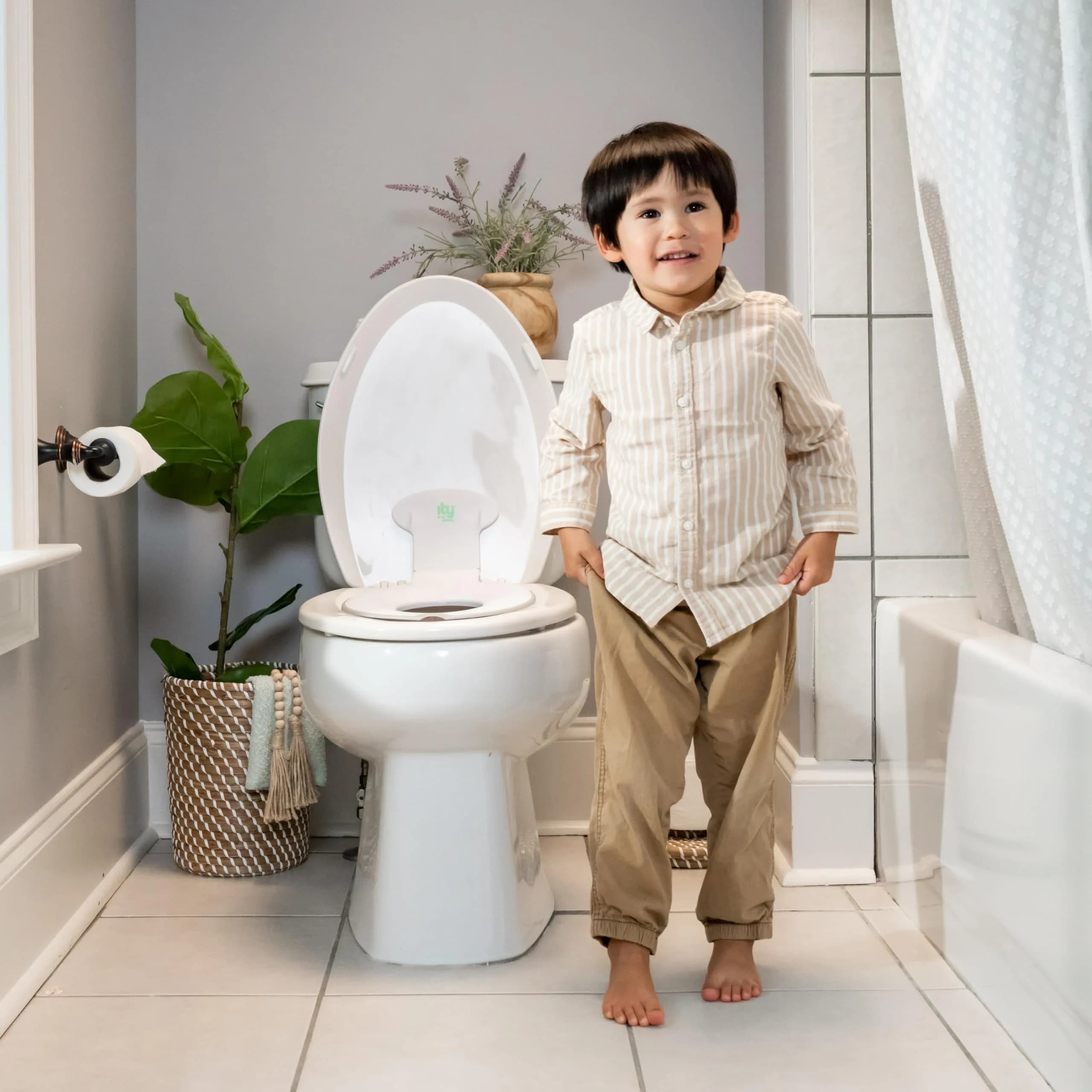 Ingenuity Portable Flip & Sit Potty Seat - White | Toddler Travel Potty for Adult Toilets - view 2