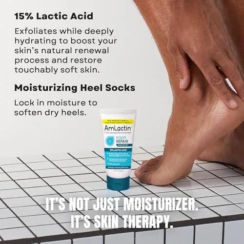 AmLactin Foot Repair Cream with Moisturizing Socks 89ml (3 oz) | Clinically Proven 15% Lactic Acid for Cracked Heels thumbnail 3