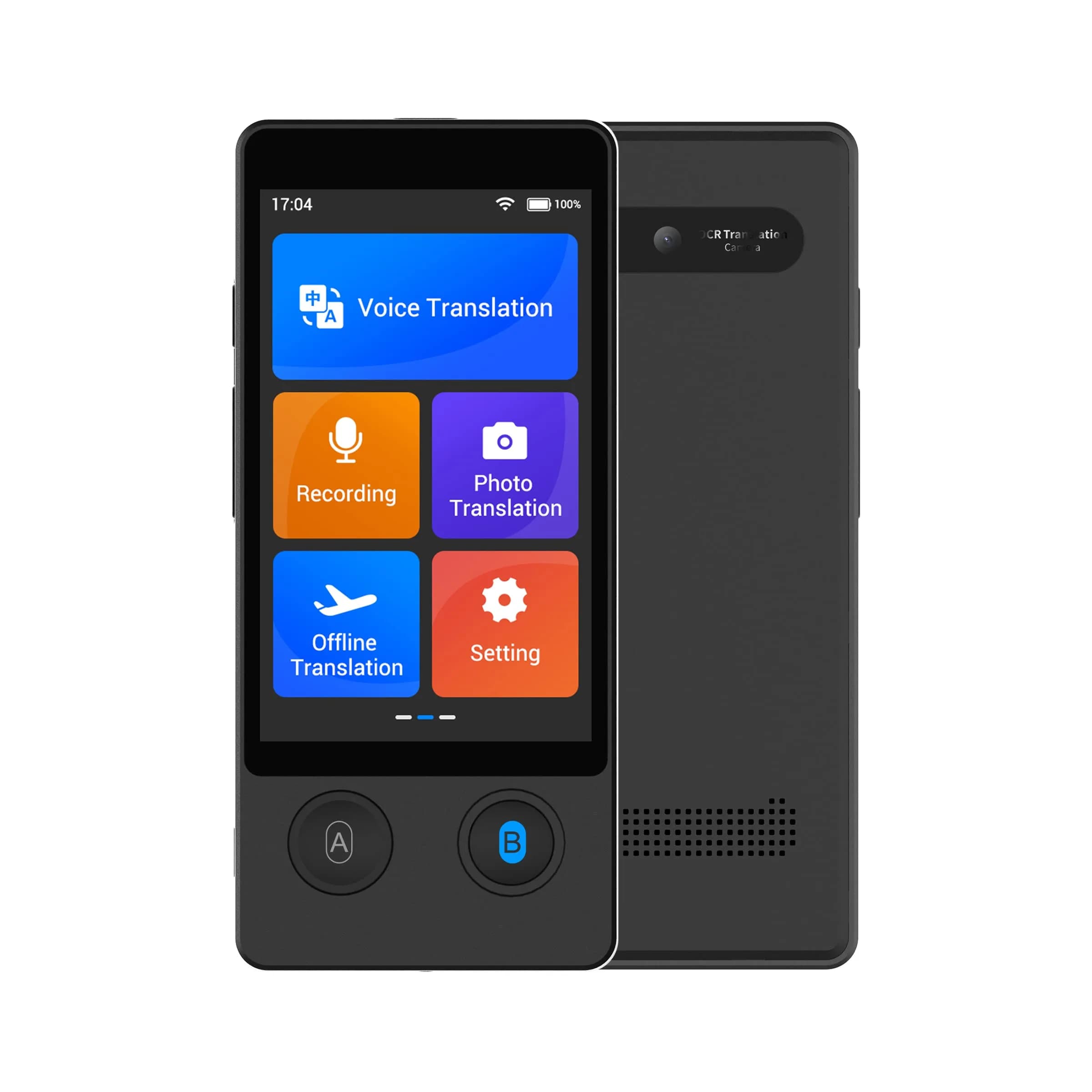 ANFIER W12 Language Translator Device 3.7 inch Touchscreen | 144 Languages, 98% Accuracy, Offline Translation — Black