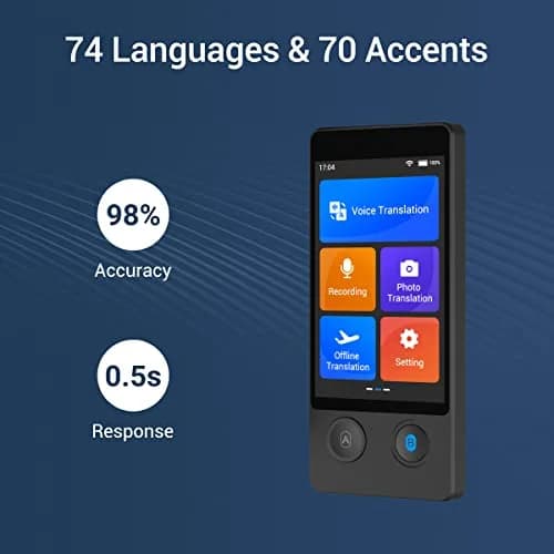 ANFIER W12 Language Translator Device 3.7 inch Touchscreen | 144 Languages, 98% Accuracy, Offline Translation thumbnail 3