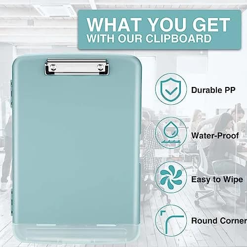 Sooez High Capacity Storage Clipboard 8.5x11 with Pen Holder | Durable Polypropylene for Students & Professionals thumbnail 4