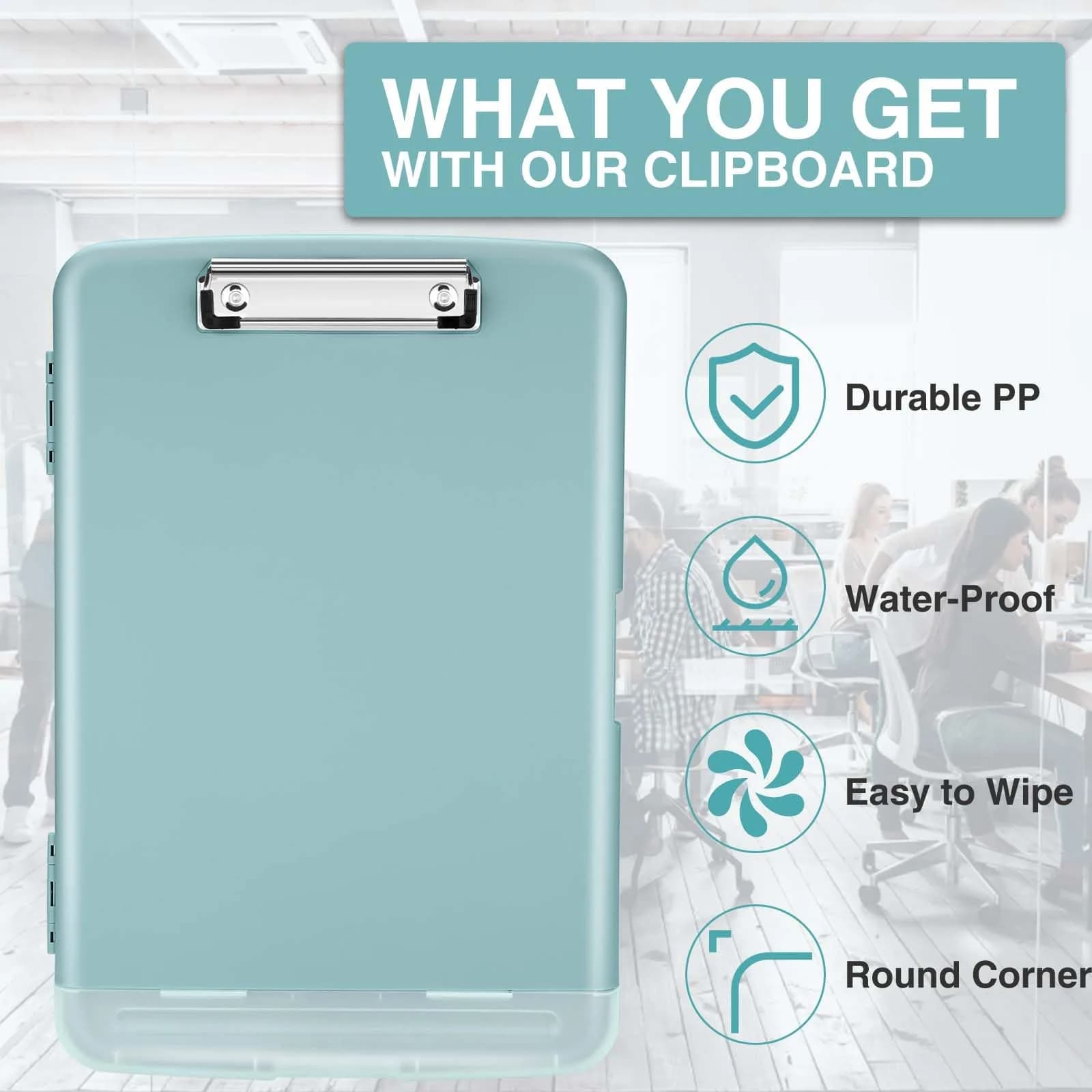 Sooez High Capacity Storage Clipboard 8.5x11 with Pen Holder | Durable Polypropylene for Students & Professionals - view 4