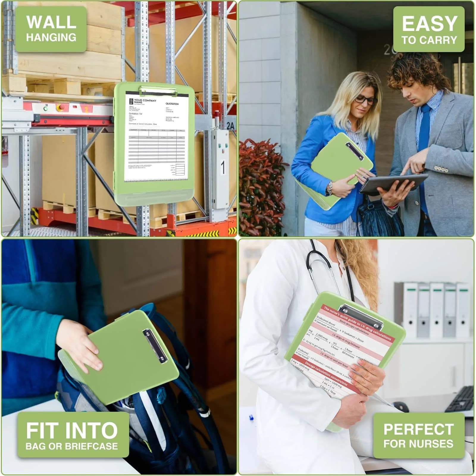 Sooez Storage Clipboard with Pen Holder, Sea Foam Green 8.5x11 | High Capacity for Students & Professionals - view 7