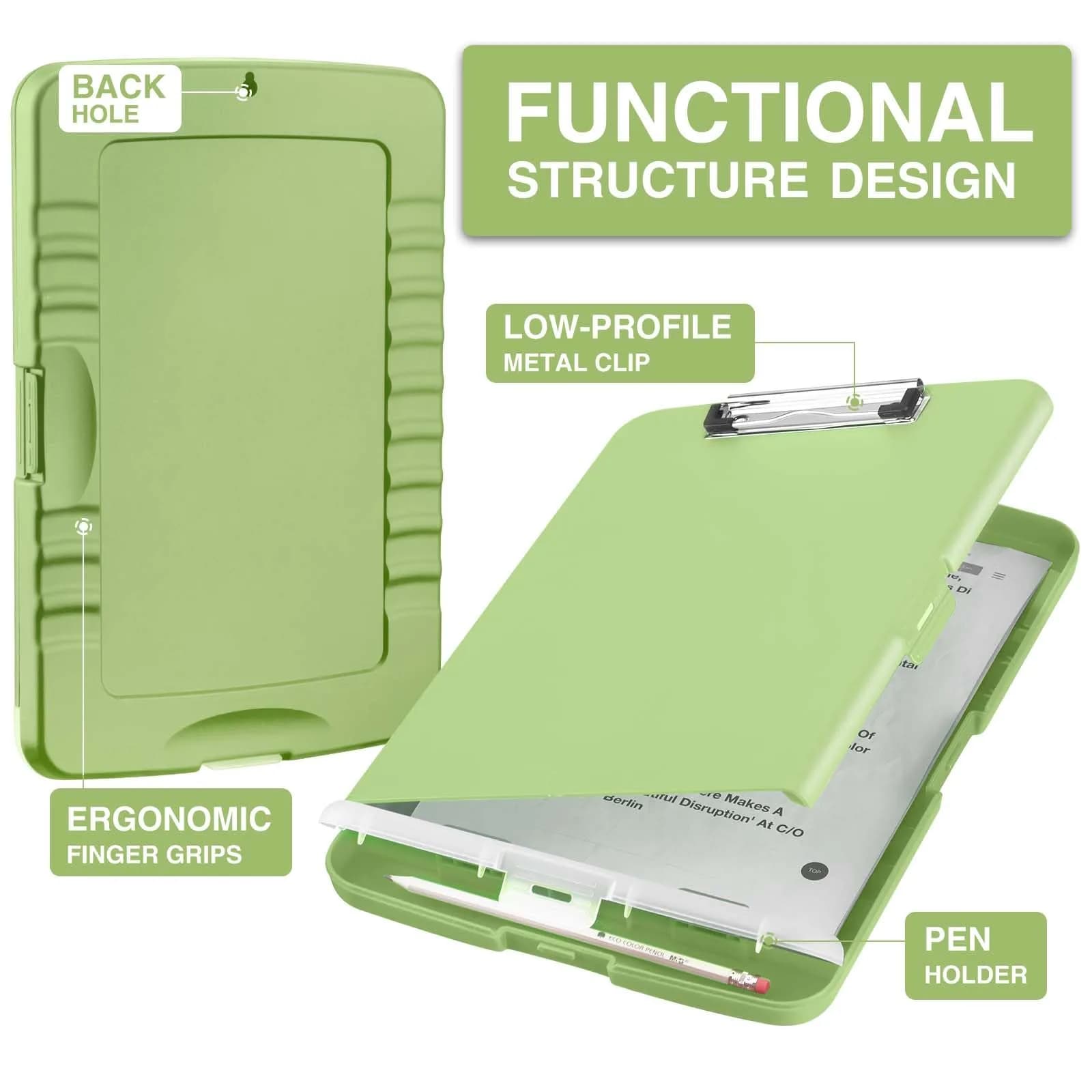 Sooez Storage Clipboard with Pen Holder, Sea Foam Green 8.5x11 | High Capacity for Students & Professionals - view 2