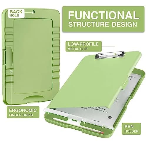 Sooez Storage Clipboard with Pen Holder, Sea Foam Green 8.5x11 | High Capacity for Students & Professionals thumbnail 2