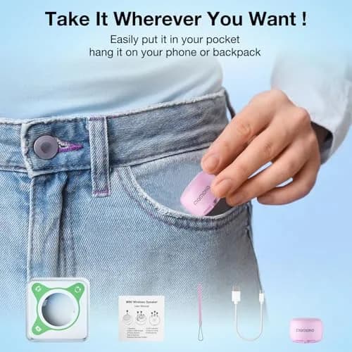 MOMOHO Mini Bluetooth Speaker Wireless, Tiny Speaker with Built-in Mic & TWS Pairing, Pink thumbnail 5
