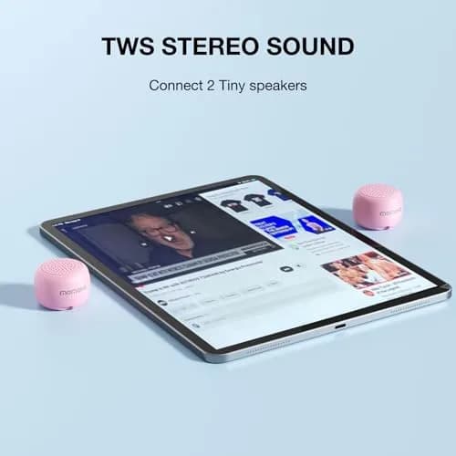 MOMOHO Mini Bluetooth Speaker Wireless, Tiny Speaker with Built-in Mic & TWS Pairing, Pink thumbnail 3