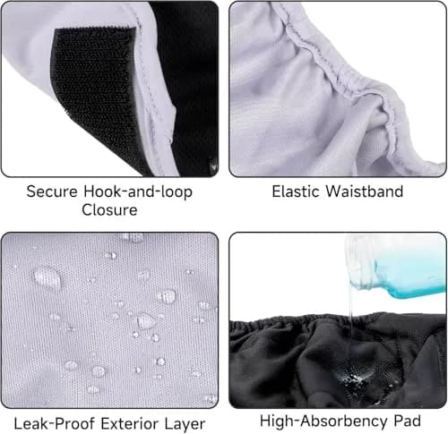 Paw Legend Reusable Cat Diapers for Female Cats Spraying, Washable Kitten Diapers for Incontinence, 3 Pack Medium | Correct Fit & Adjustable Comfort thumbnail 4