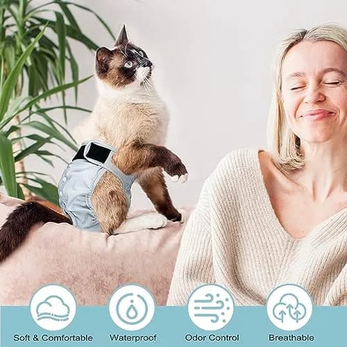 Paw Legend Reusable Cat Diapers for Female Cats Spraying, Washable Kitten Diapers for Incontinence, 3 Pack Medium | Correct Fit & Adjustable Comfort thumbnail 7