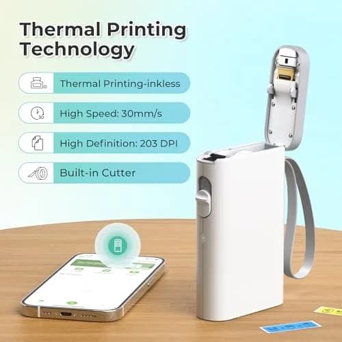 Nelko P21 Bluetooth Label Maker Machine with Tape, White | 203 DPI High-Resolution Printing thumbnail 4