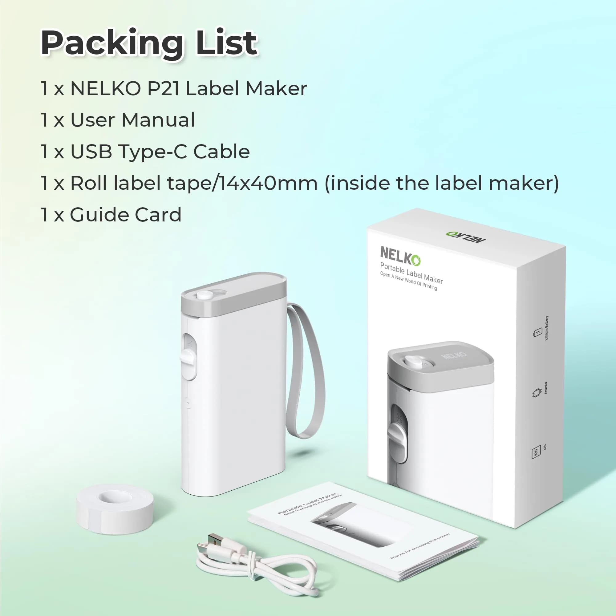 Nelko P21 Bluetooth Label Maker - White | Mini Wireless Pocket-Sized Printer for Home & Office Organization - view 7