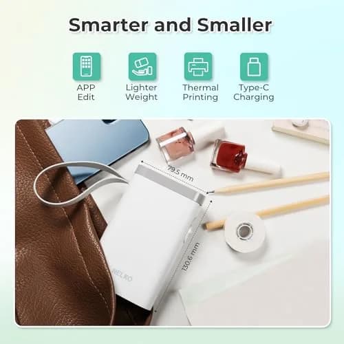 Nelko P21 Bluetooth Label Maker Machine with Tape, White | 203 DPI High-Resolution Printing thumbnail 3