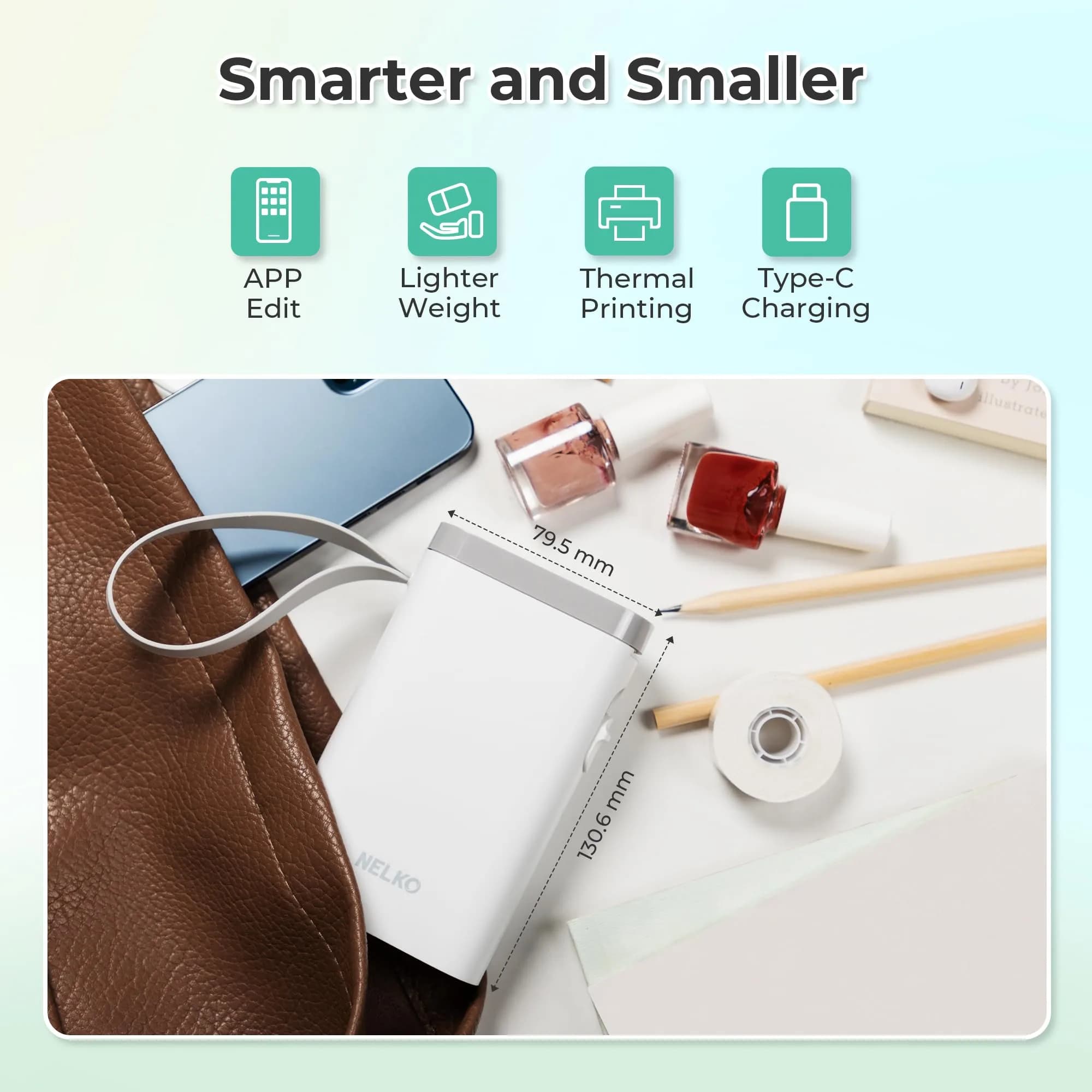 Nelko P21 Bluetooth Label Maker - White | Mini Wireless Pocket-Sized Printer for Home & Office Organization - view 3