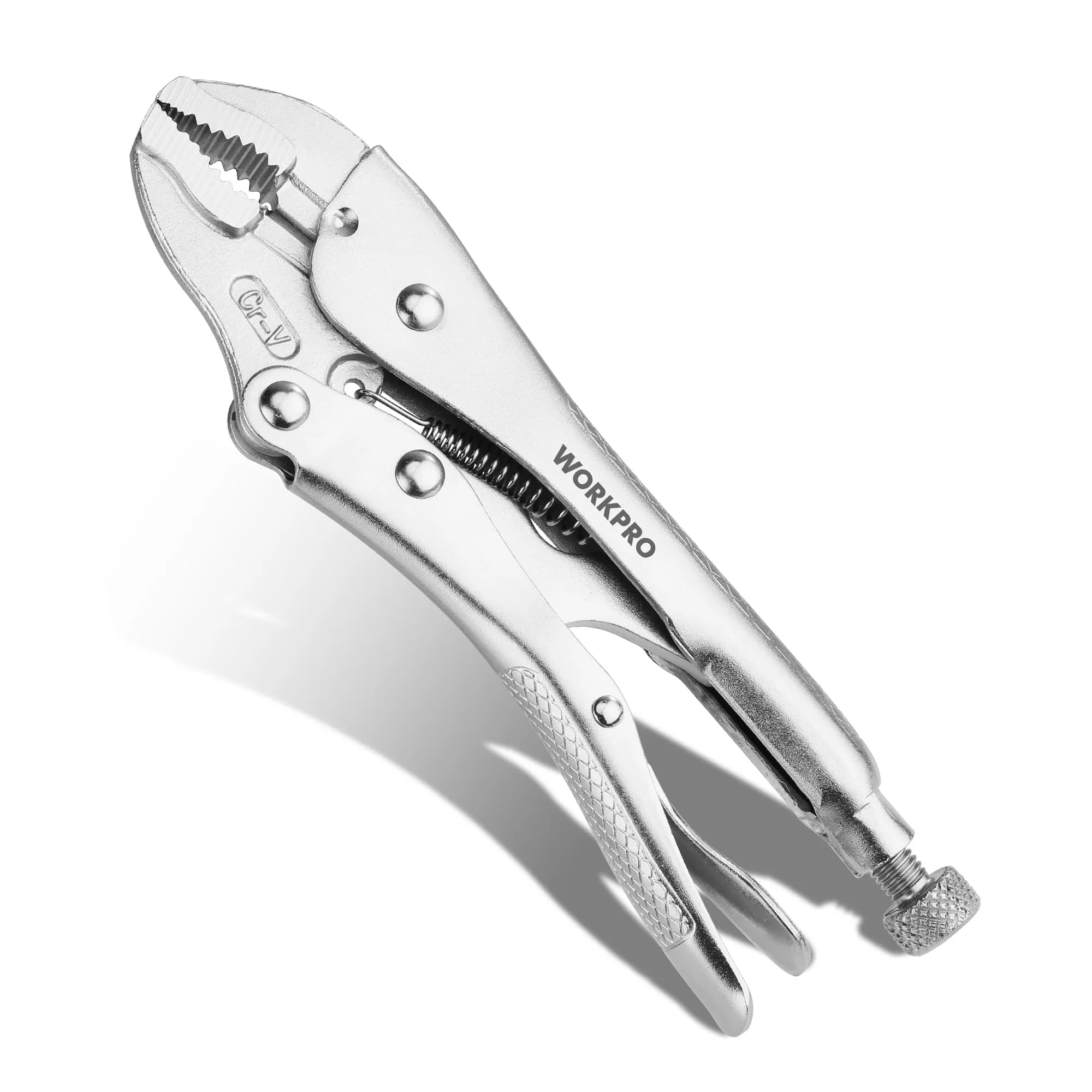 WORKPRO 7-inch Curved Jaw Locking Pliers with Wire Cutter | Heat-Treated Chrome Vanadium Steel - main product image
