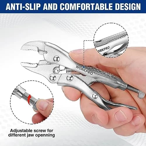 WORKPRO Locking Pliers, 4-inch Mini Curved Jaw | Durable Chrome Vanadium Steel Grip thumbnail 5
