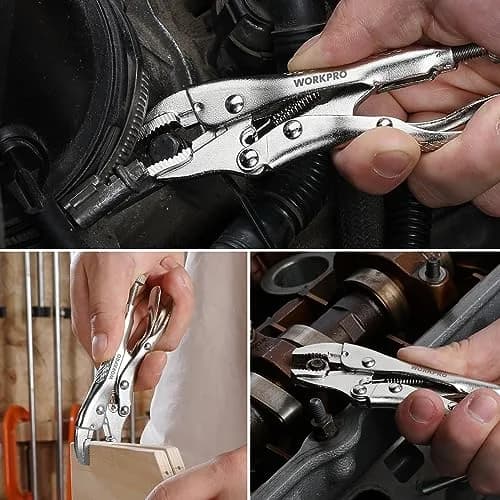 WORKPRO Locking Pliers, 4-inch Mini Curved Jaw | Durable Chrome Vanadium Steel Grip thumbnail 7
