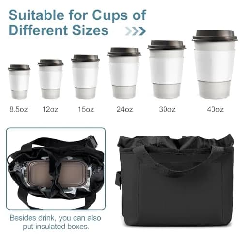 WIROTA Multifunctional Luggage Travel Cup Holder for Suitcases | Free Hand Drink Caddy Fits Suitcase Handles, Automotive & Stroller Use (Black) | 1 Count thumbnail 5