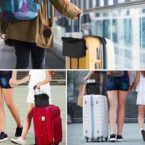 WIROTA Multifunctional Luggage Travel Cup Holder for Suitcases | Free Hand Drink Caddy Fits Suitcase Handles, Automotive & Stroller Use (Black) | 1 Count thumbnail 6