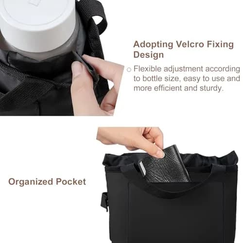 WIROTA Multifunctional Luggage Travel Cup Holder for Suitcases | Free Hand Drink Caddy Fits Suitcase Handles, Automotive & Stroller Use (Black) | 1 Count thumbnail 2