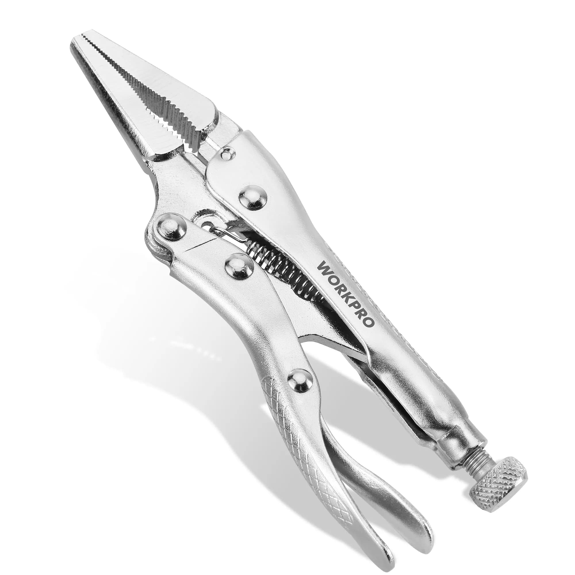 WORKPRO 4-1/2 inch Mini Long Nose Locking Pliers | Heat-Treated Chrome Vanadium Steel