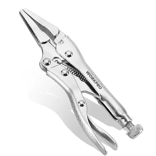 WORKPRO 4-1/2 inch Mini Long Nose Locking Pliers | Heat-Treated Chrome Vanadium Steel thumbnail 1