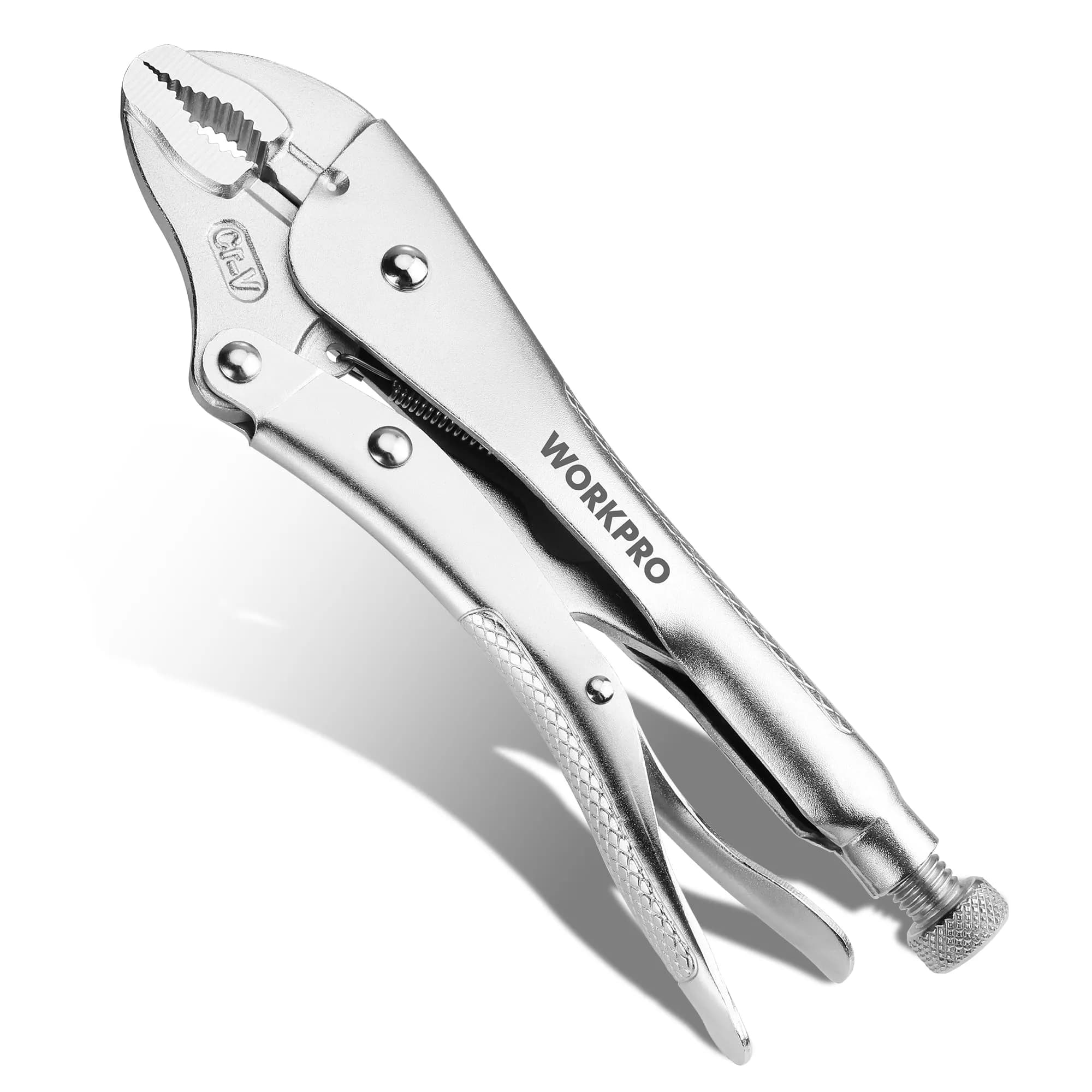 WORKPRO 10-inch Curved Jaw Locking Pliers with Wire Cutter | Heat-Treated Chrome Vanadium Steel