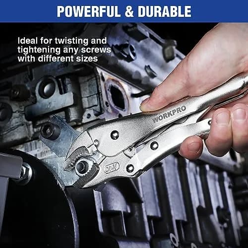 WORKPRO 10-inch Curved Jaw Locking Pliers with Wire Cutter | Heat-Treated Chrome Vanadium Steel thumbnail 6