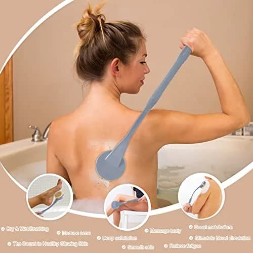 BTideas Long Handle Back Brush 52 cm (20.5") | Natural Stiff Bristles for Exfoliation & Improved Skin Health thumbnail 3