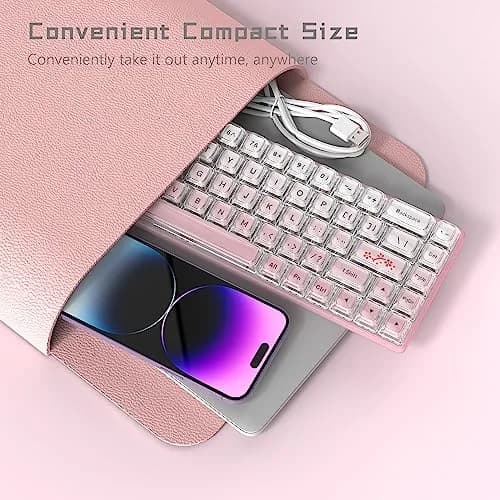 Womier 60% Keyboard Gaming Pink - Wired Pink Creamy Mechanical Keyboard | RGB Backlit, Hot-Swappable, 68 Keys thumbnail 6