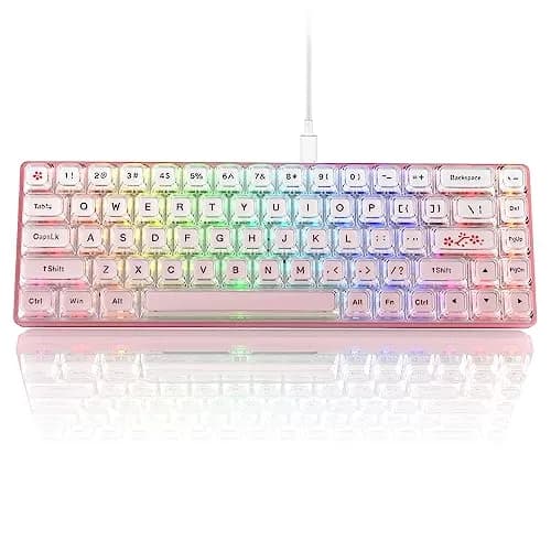Womier WK61 V2 Mechanical RGB Wired Gaming Keyboard 61 Keys Hot-Swappable Linear Red Switch | Compatible with PC/MAC — WK68-Pink