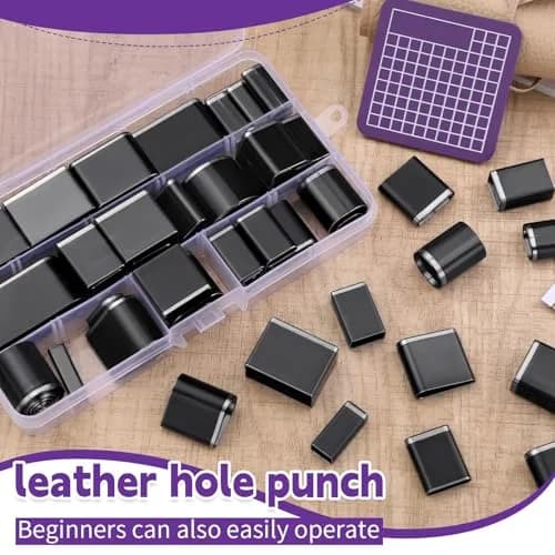 Yizzvb 55 Shape Style Hollow Punch Cutter Tool with Pad | Leather Craft Tools Kit for Handmade DIY Projects thumbnail 3