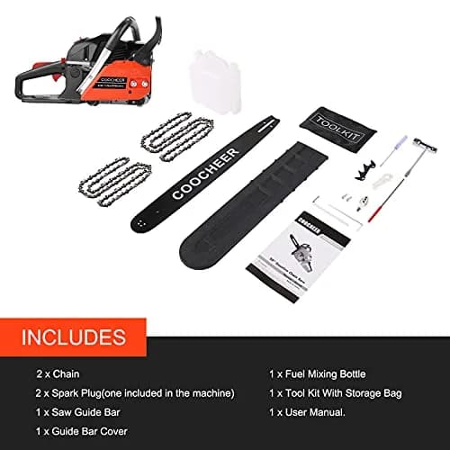 COOCHEER Gas Chainsaw 62CC 20 inch | 3.5HP Gas Powered Chainsaw for Garden & Farm thumbnail 4