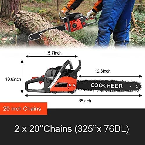 COOCHEER Gas Chainsaw 62CC 20 inch | 3.5HP Gas Powered Chainsaw for Garden & Farm thumbnail 2