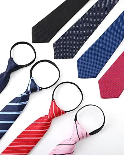 Geyoga Zipper Ties for Men 8 Pack | Adjustable Pre Tied Silky Neckties for Business & Wedding thumbnail 4