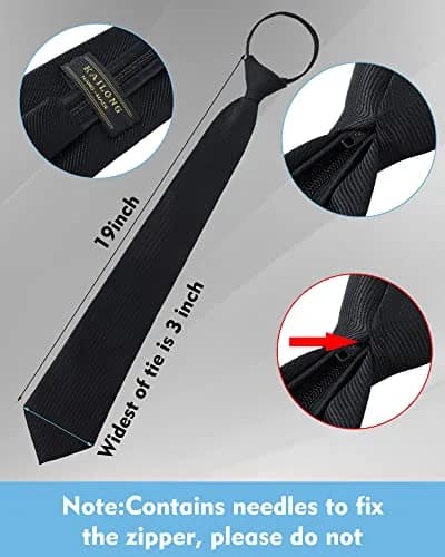 Geyoga Zipper Ties for Men 8 Pack | Adjustable Pre Tied Silky Neckties for Business & Wedding thumbnail 3