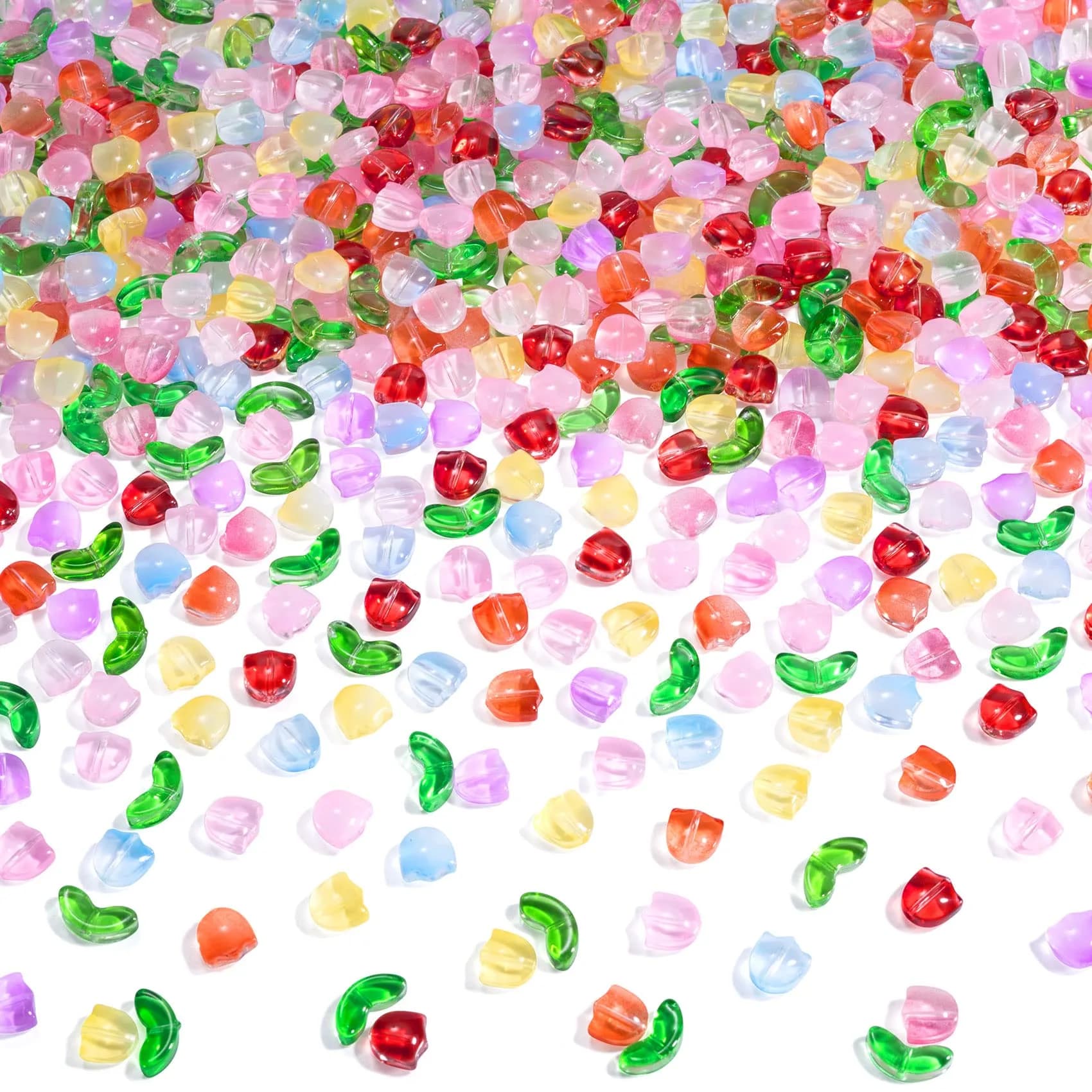 PAGOW 160pcs Tulip Flower Beads, Colorful Glass Translucent Bracelet Beads | Unique DIY Jewelry Craft — Tulip-320pcs Bright Colors
