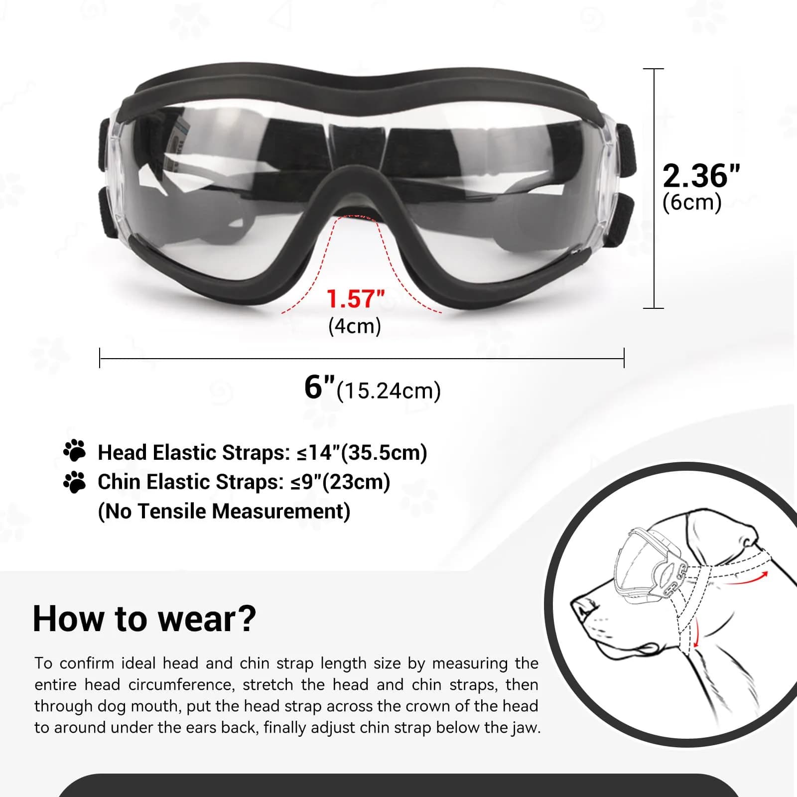 NAMSAN Clear Dog Goggles for Medium to Large Dogs | UV Protection, Windproof, Adjustable Elastic Straps (2-Pair Pack) - view 5