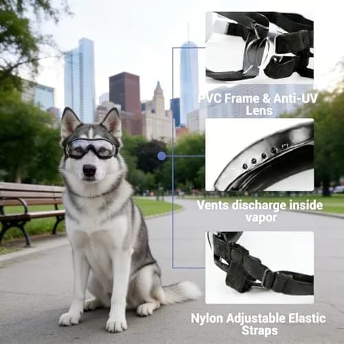 NAMSAN Clear Dog Goggles for Medium to Large Dogs | UV Protection, Windproof, Adjustable Elastic Straps (2-Pair Pack) thumbnail 3