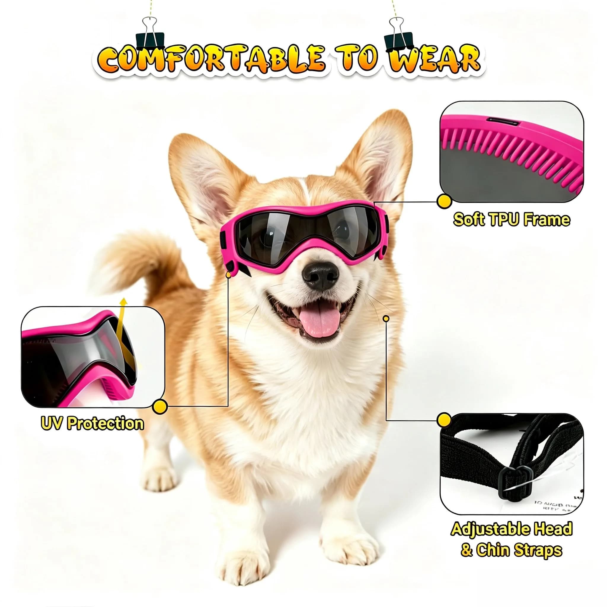 PETLESO Pink Medium Dog Goggles: UV Protection & Anti-Fog Eyewear for Small to Medium Breeds - view 3