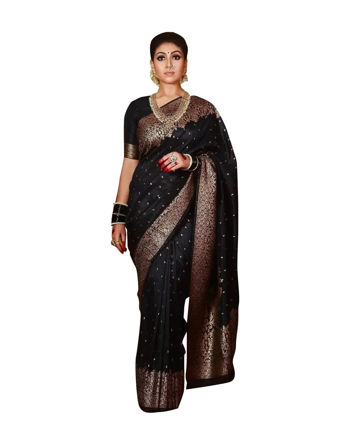 Avantika Fashion Kanjivaram Soft Silk Saree Black One Size | Elegant Jacquard Woven — Black