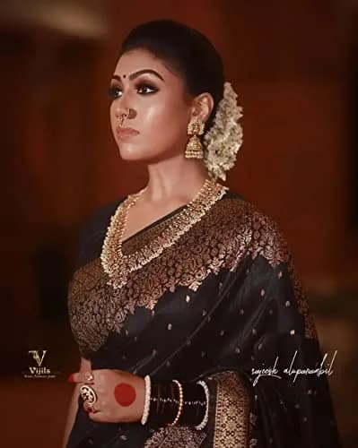 Avantika Fashion Kanjivaram Soft Silk Saree Black One Size | Elegant Jacquard Woven thumbnail 4