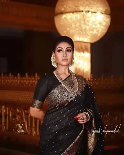 Avantika Fashion Kanjivaram Soft Silk Saree Black One Size | Elegant Jacquard Woven thumbnail 5