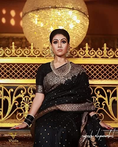 Avantika Fashion Kanjivaram Soft Silk Saree Black One Size | Elegant Jacquard Woven thumbnail 6