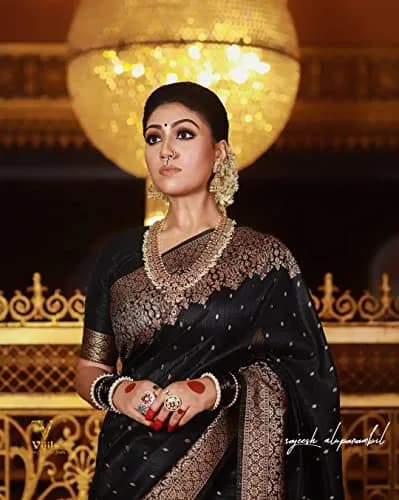 Avantika Fashion Kanjivaram Soft Silk Saree Black One Size | Elegant Jacquard Woven thumbnail 3